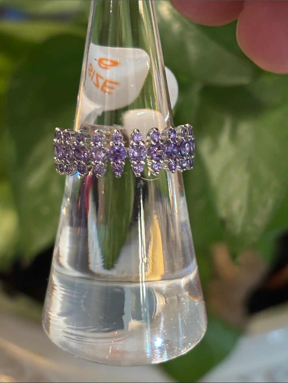 925 Sterling Silver Lavender Crystal Cluster Band Ring - Women Jewelry